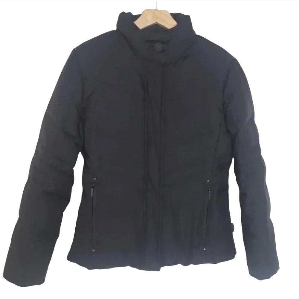Calvin Klein Womens Black Puffer Jacket Down Feather Fill Stand Collar‎ Size S